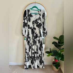 Express white and black floral maxi dress